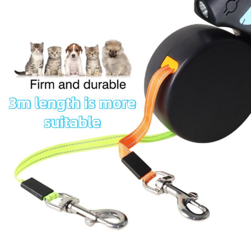 Portable Rotating Pet Leash Double End Leash Light Retractable Roulette Walking Supplies Outdoor Automatic Charging with Light Retractable Pet Leash
