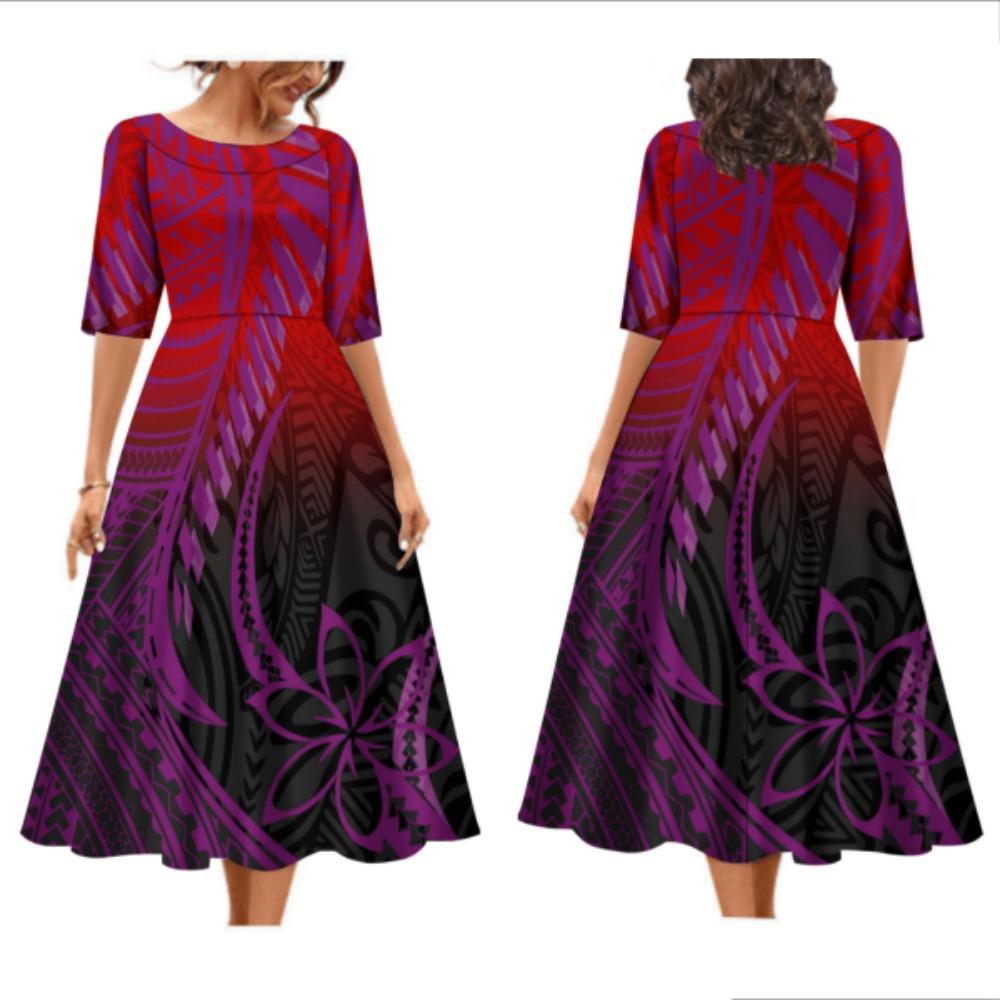 2025 Women's Dress Summer Short Sleeve High Quality Dress Soft Fabric Art Maxi Summer Polynesian Custom Maxi Dress