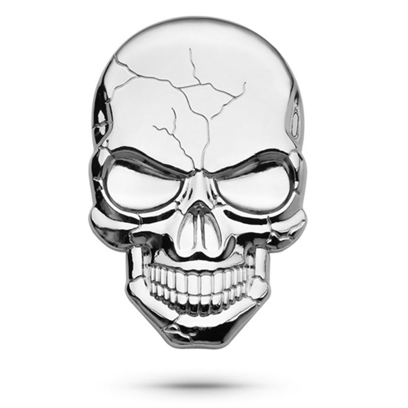 Metal Ghost Skull Sticker Crack Skeleton Car Decorate Motorcycle 3D Decal Stickers Emblem Badge Buccaneer Head Skull
