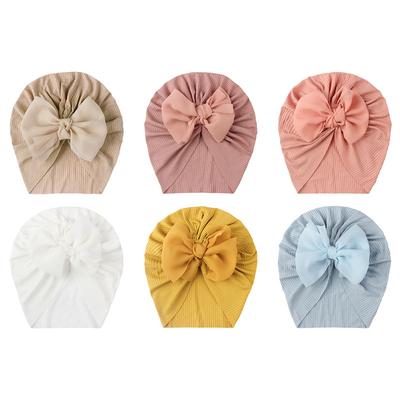 Nette große Bögen Baby Turban Hut einfarbig Neugeborene weiche elastische Baby Mädchen Hüte Headwrap Mützen Sommer Säugling Kleinkind Kinder Kappe