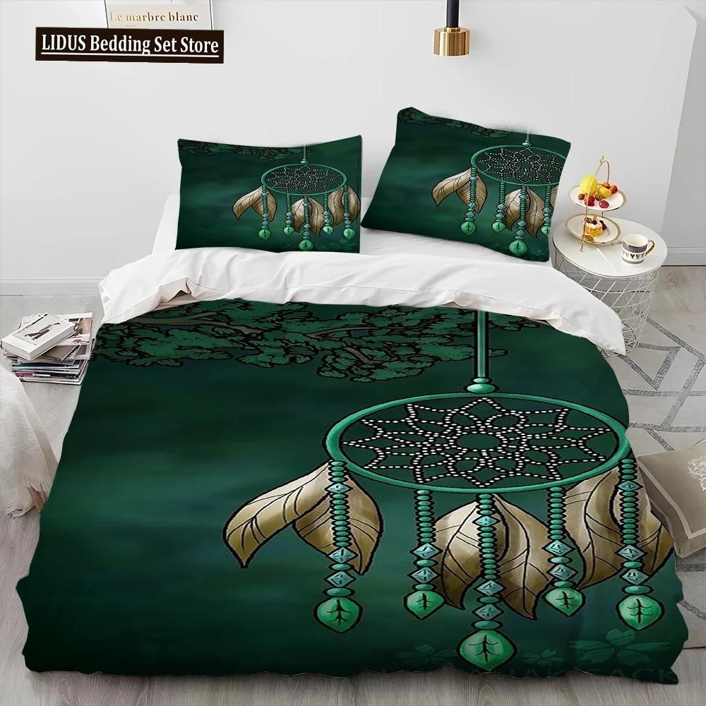 Fashion DreamCatcher Feather Owl Comforter Bedding Set,Duvet Cover Bed Set Quilt Cover Pillowcase,King  Set