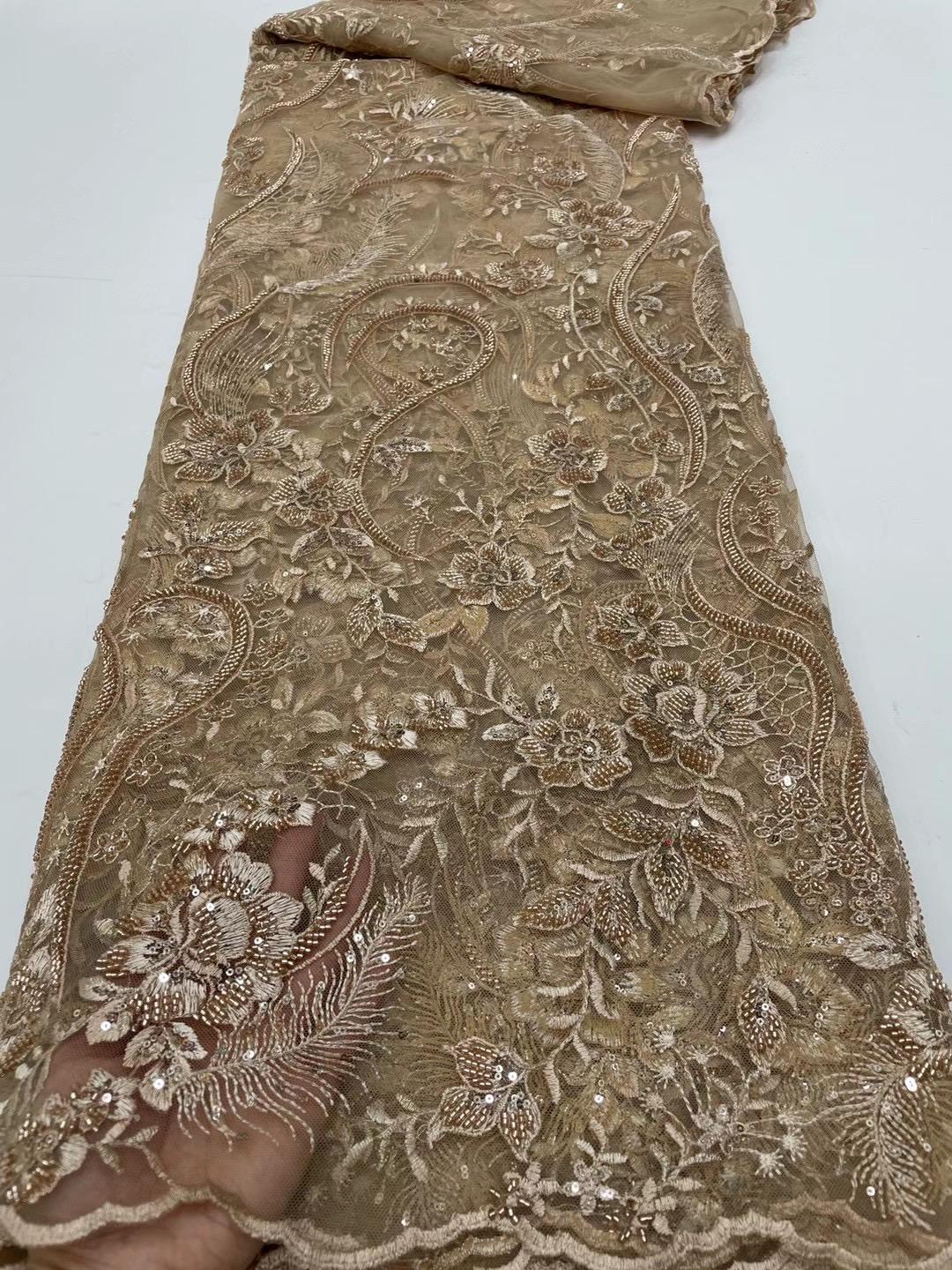 Applique Embroidery Lace Mesh Fabric Laser Sequin Embroidery Polyester Lace Fabric жёлтый
