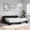 Vidaxl Sofa Rozsuwana Z Materacami, Czarna, 90X200 Cm, Aksamit