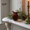 Velvet Christmas Tree Balls 15Pcs Flocking Ball Hanging Ornaments with Bow Decor, Retro Flocked Luxury Holiday Baubles Bubbles for Home Decoration,