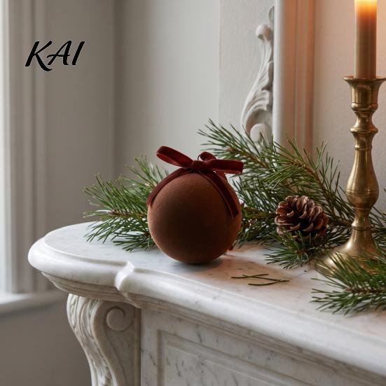 Velvet Christmas Tree Balls 15Pcs Flocking Ball Hanging Ornaments with Bow Decor, Retro Flocked Luxury Holiday Baubles Bubbles for Home Decoration,