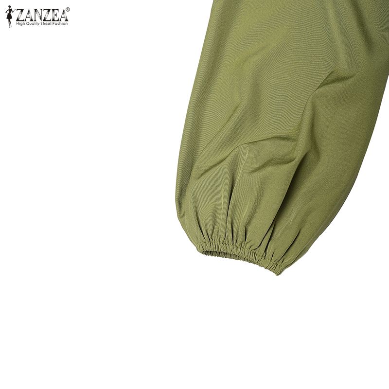 ZANZEA Women Casual Round Neck Long Sleeve Muslim Long Dress