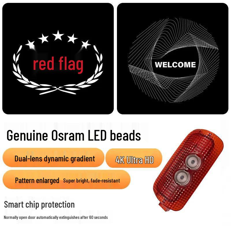 Dynamic Welcome Light for 2023-2025 Hongqi H5/H6/H7 Car Door Projection Interior Decoration