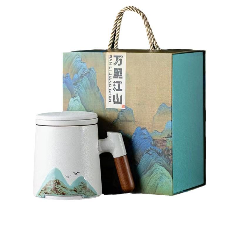 Creative Guochao Teacup Holiday Gifts Tea Set Single Cup Wine Cup Ceramic Tea Bowl Tea Tasting Master Cup Gift Box