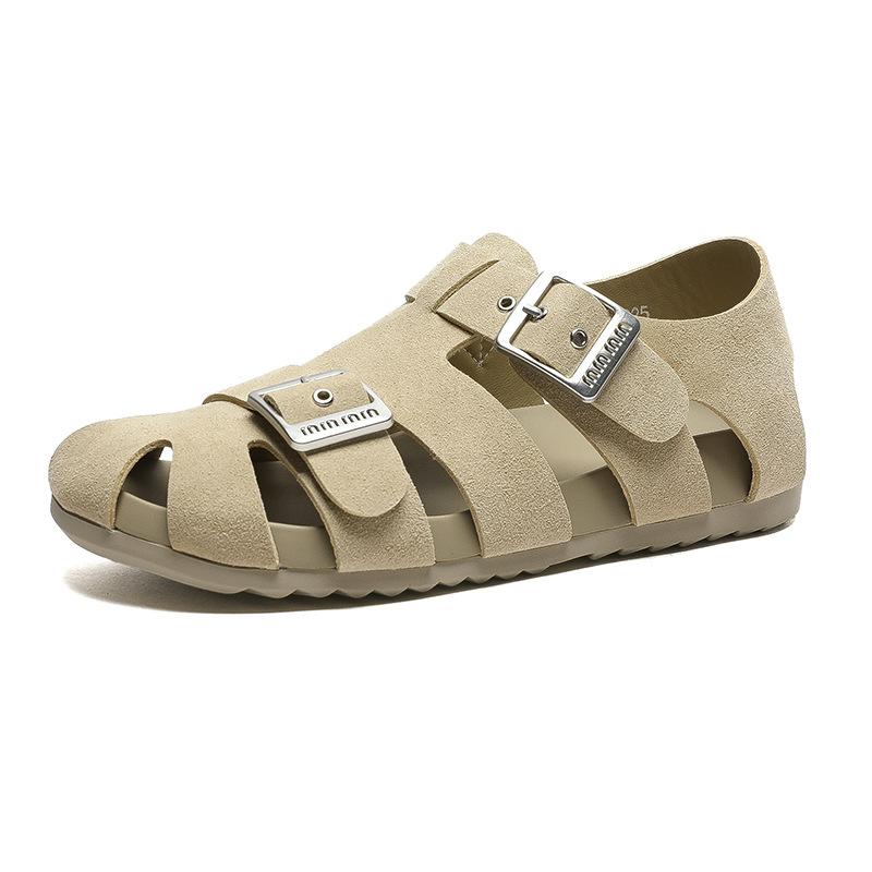 Pigcage shoes women's 2025 summer new breathable candy color retro Roman sandals fashion buckle Boken shoes