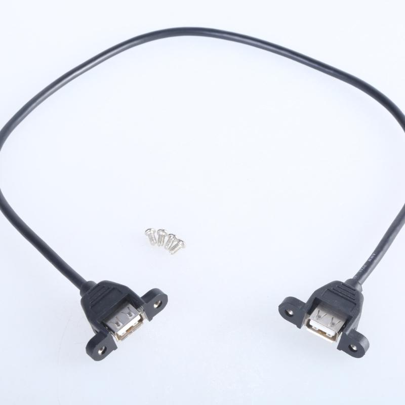 Double Female End USB 2.0 Extension Cord Line Female To Female with Secure Screw Mount Fast 480Mbps Data Transmission