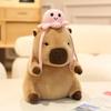 Flower Hat Capybara Soft Guinea Pig Carrying Backpack Doll Stuffed Comfort Pillow Kawaii Room Decor Birthday Gifts