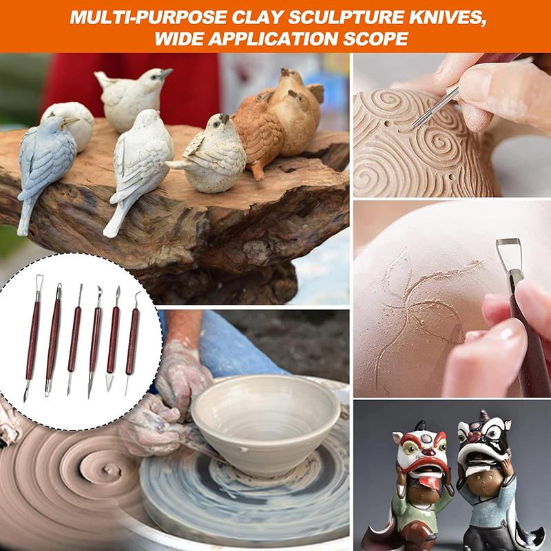 6Pcs Sculpting Tools Pottery Clay Tool Set Double-Ended Wire Knife For Clay Repair Clay Sculpture Carving Tool Set Pottery Tool
