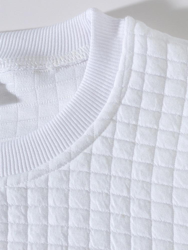 Autumn Winter Men's Sweatshirt Slim Round Collar Long Sleeve Square Plaid Personality Wind Casual Sweatshirt Men Moisture Wicking Breathable Tops