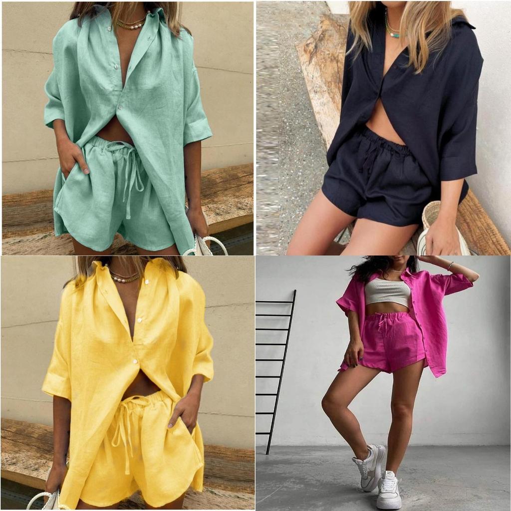 Womens Summer Casual Pants Set With Tie Detail For Office And Vacation