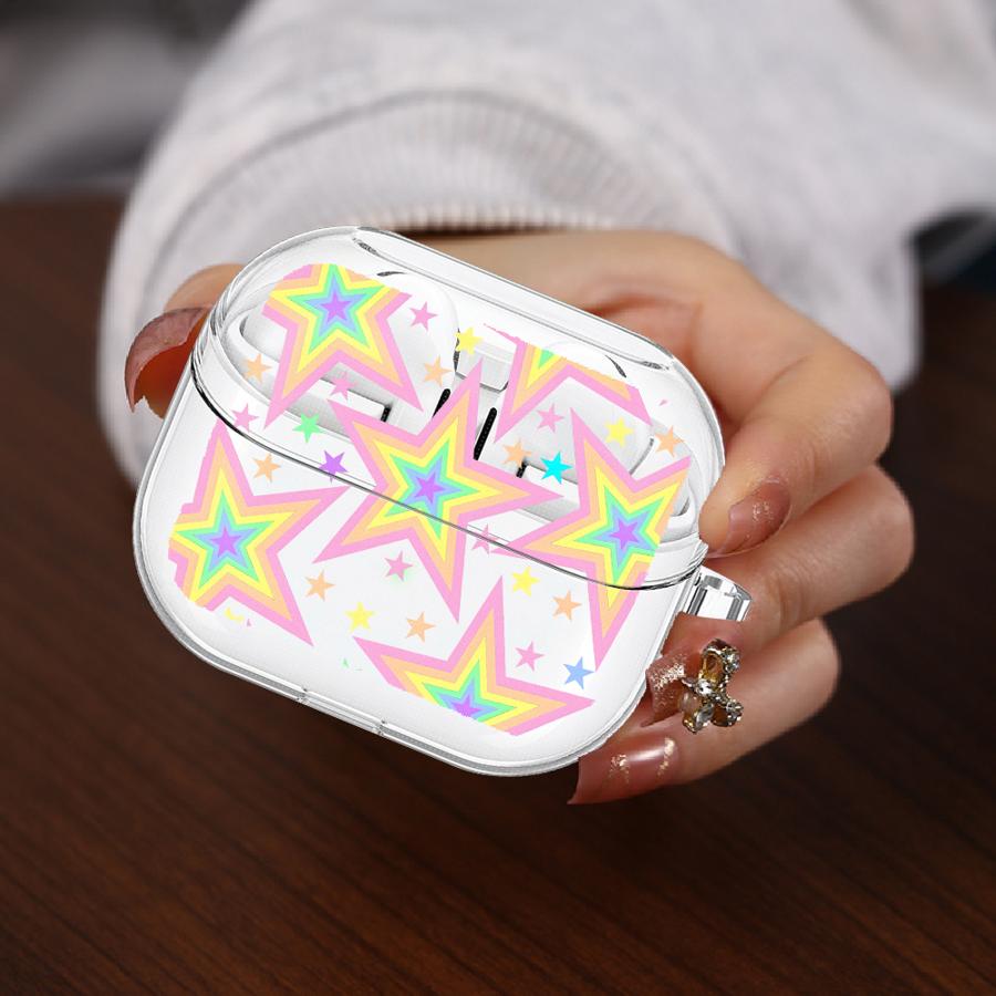 Clear Earphone Cases Cover With Hook Case For Samsung Galaxy Buds 3 FE 3Pro 4 Pro Live 2Pro 2 4Pro Cute Colored Five-pointed