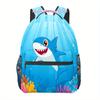 Cartoon Shark Backpack - Large Capacity, Adjustable Shoulder Straps, Multiple Compartments, Lightweight & Foldable, Ideal for Wo