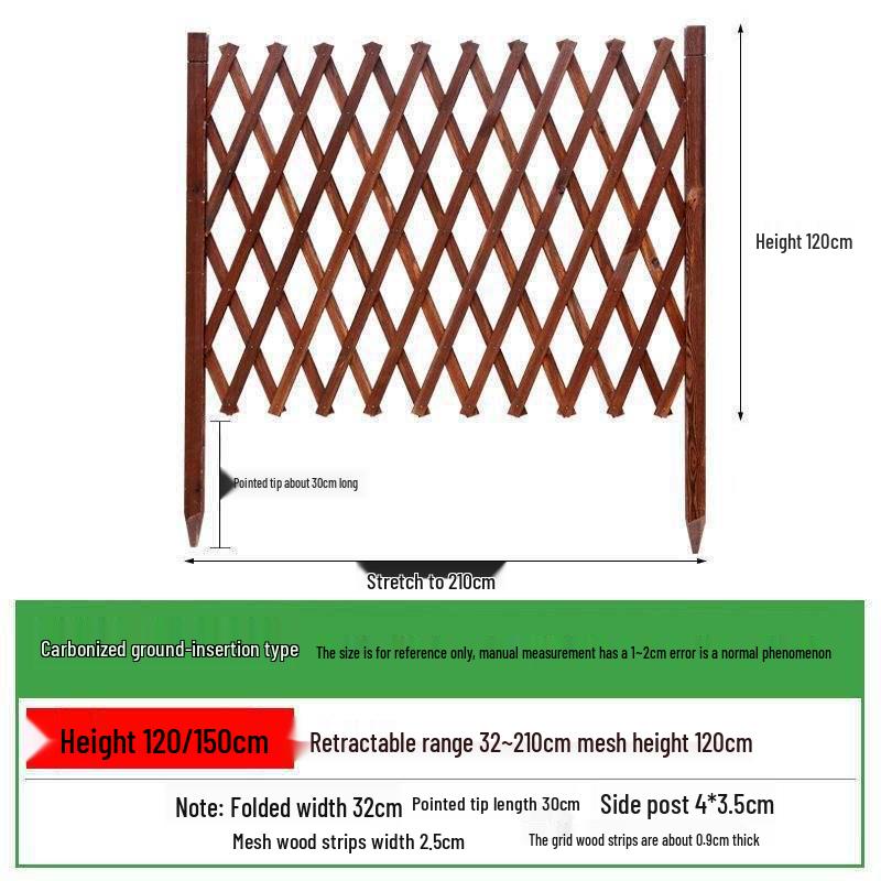 Retractable Anti-Corrosion Wooden Fence for Garden, Balcony, and Outdoor Spaces.
