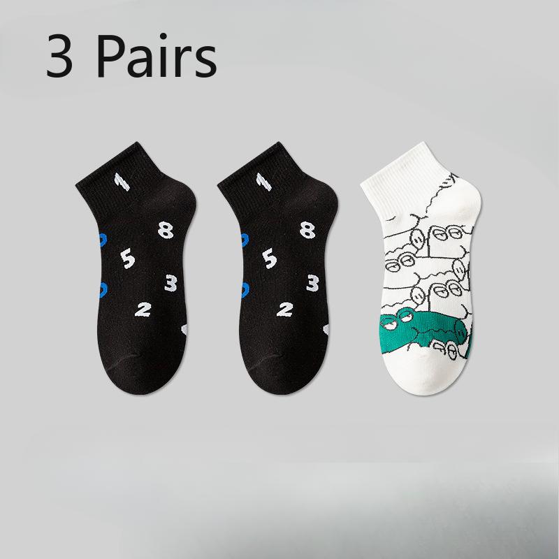 3 Pairs of Boys Spring and Summer Thin Cotton Antiodor Sports 7a Antibacterial Socks