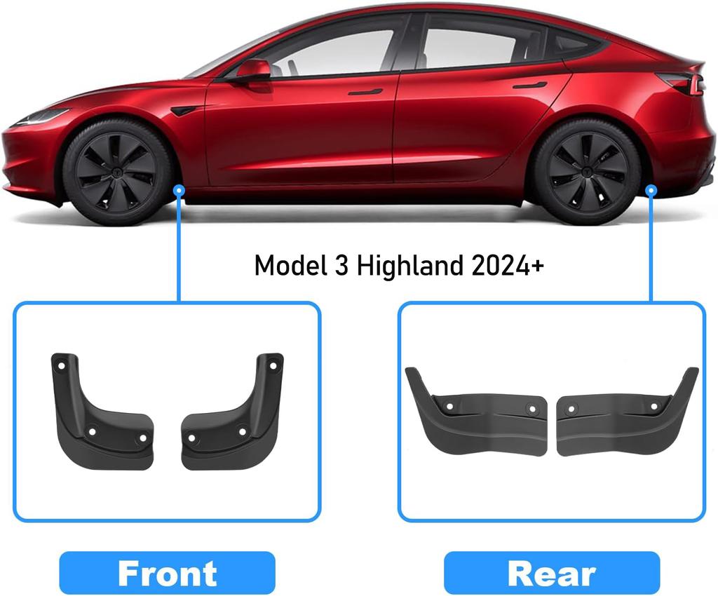 Soft Mud Flaps for Tesla Model Y Juniper Model 3 2025 2026 Splash Guards Mudflap Fender No Drilling Mud Flap Protect Accessories