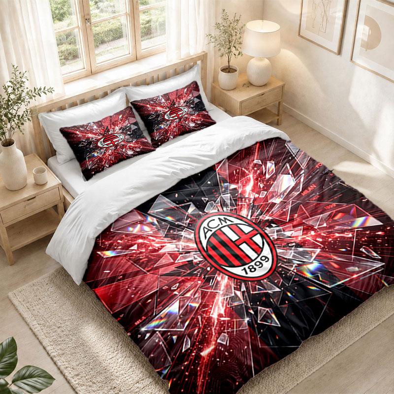 Bedding Set 1 Duvet Cover 2 Pillowcases AC Milan Print Bedroom Home Decoration