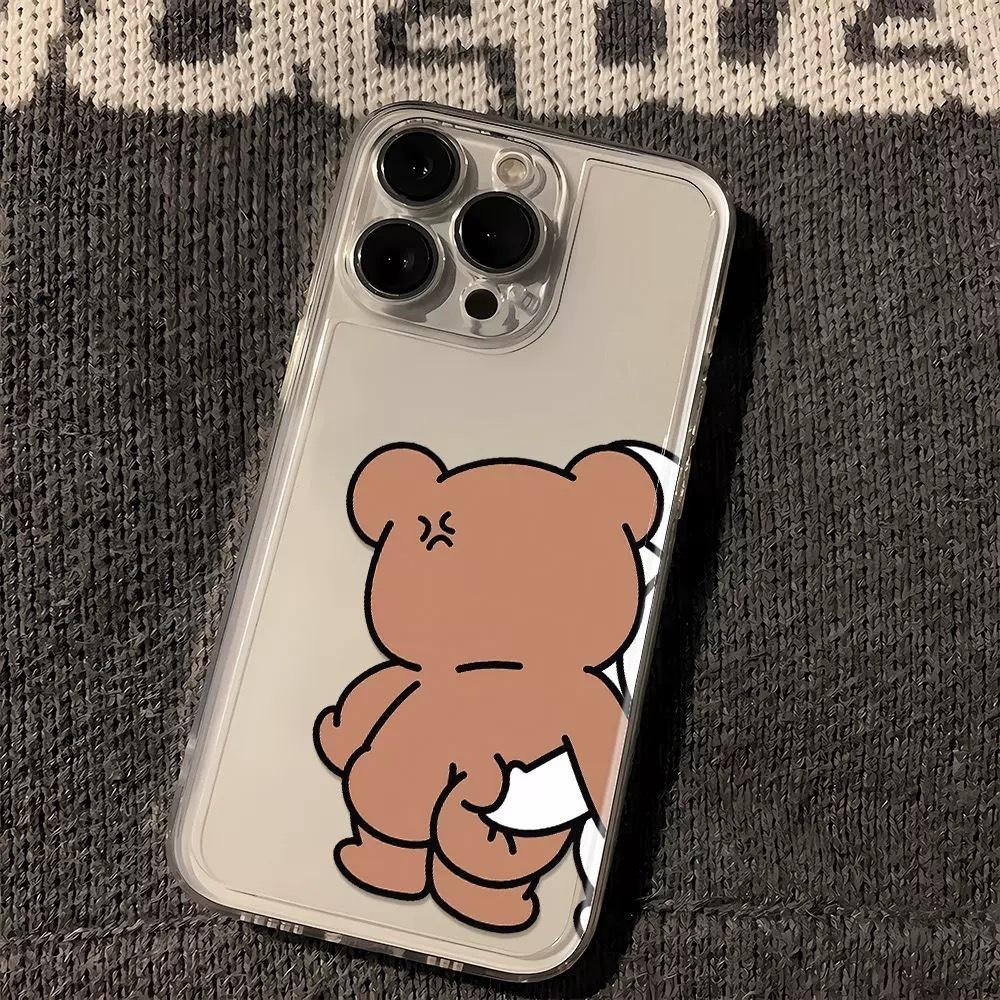 Cute bear applies to Apple iPhone13/14/15 mobile phone case rabbit back 12/11/XR space case 7