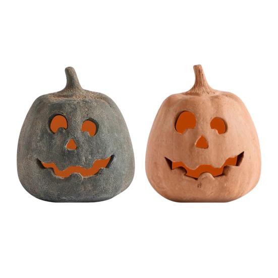 Hollow Pumpkin Ornament Halloween Jack O' Lantern Fall Decor Farmhouse Table Centerpiece for Home Festival Porch Mantel Room Decoration