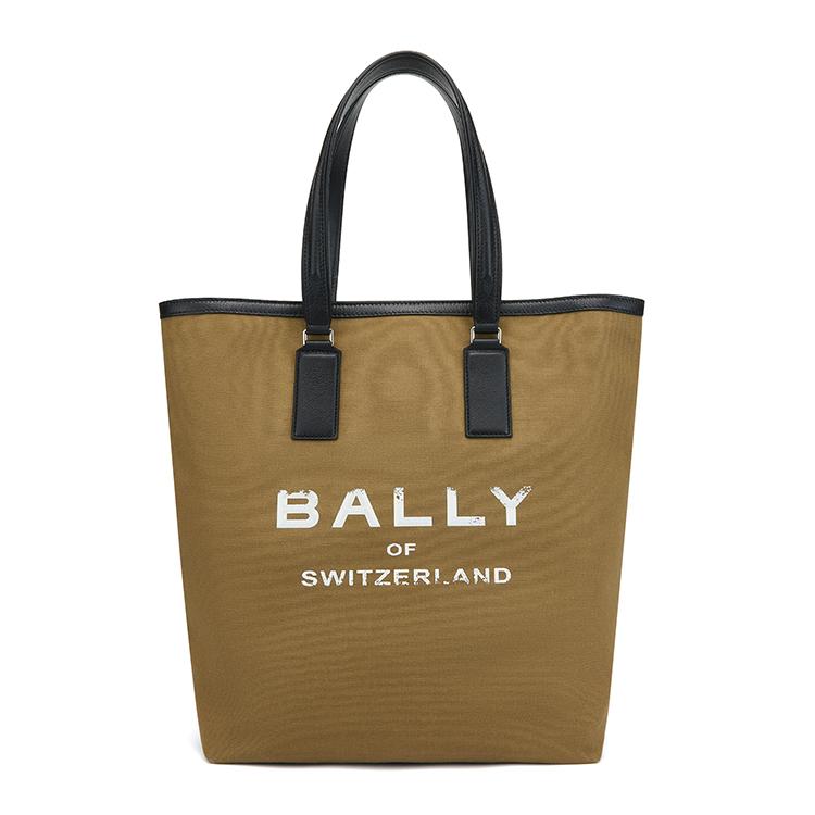 Bally Letter Logo Cotton And Leather Tote Bag Women Tote Bags Brown 6306639