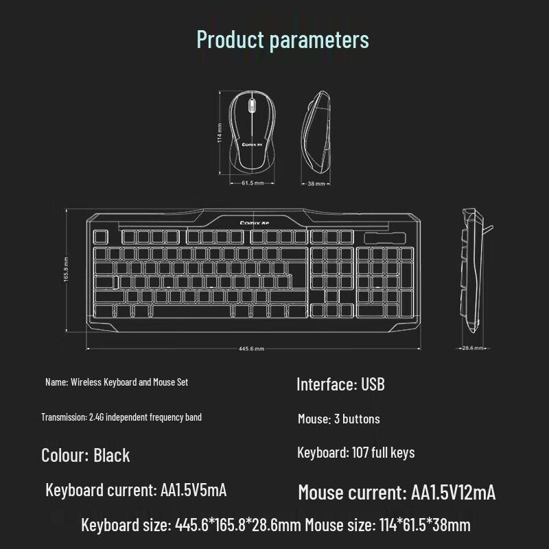 Comix Wireless Keyboard and Mouse Combo