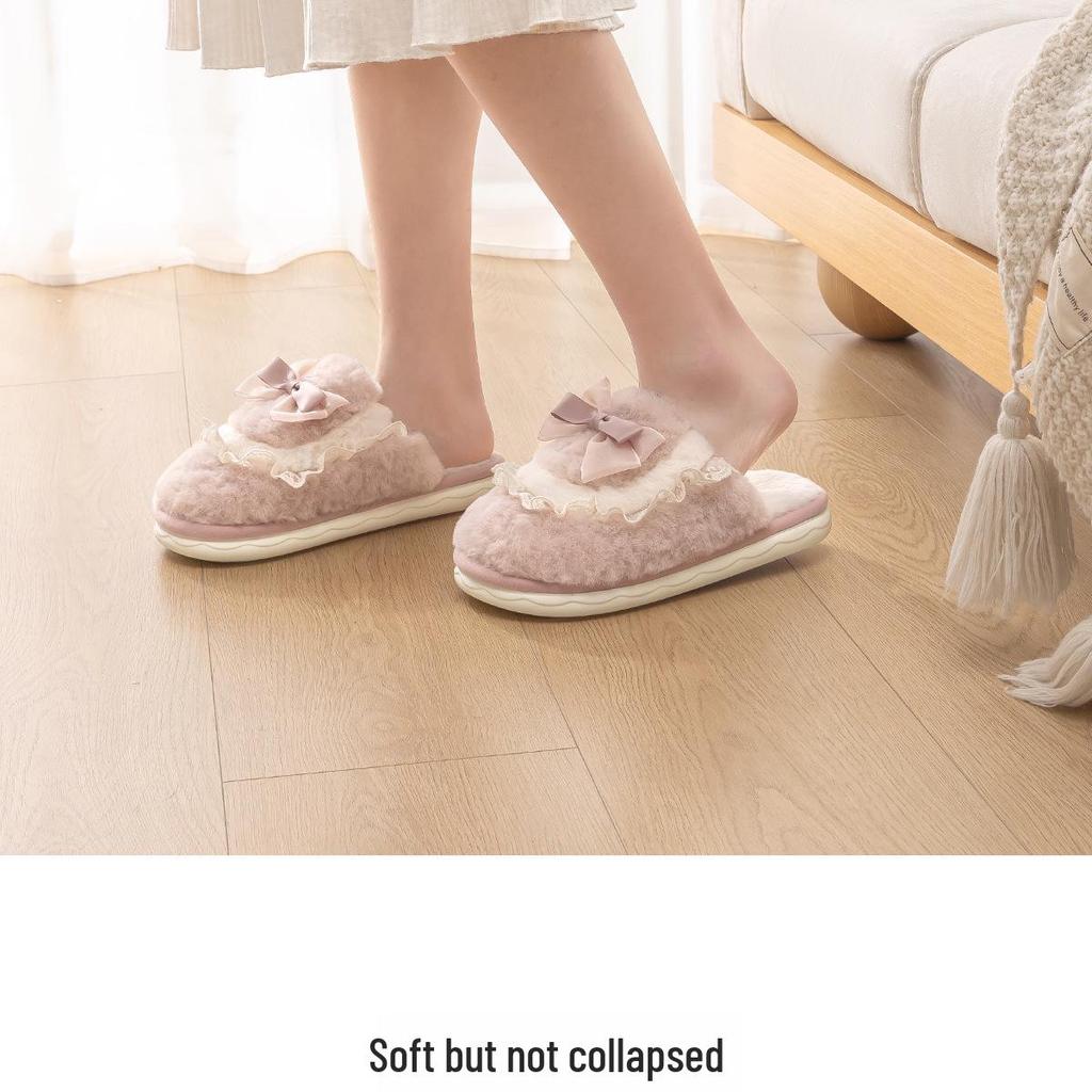 Women's Plush Cotton Slippers - Autumn/Winter 2024 Non-slip, Warm, Poop-Feeling Indoor House Shoes