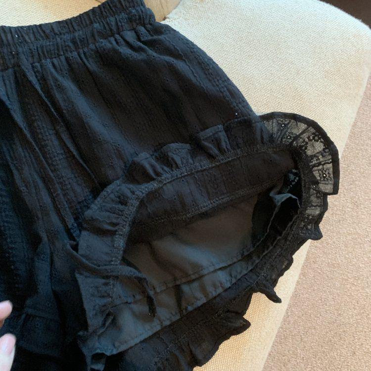 Women's French Lace Wide-Leg Pants: Spring/Summer Loose Fit, Casual & Stylish A-Line Layered Shorts
