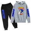 Children's Sportswear Set-Sony Cartoon Animation Printed Hooded Jacket+trousers Comfortable Fit Suitable Boys Girls Aged3to13