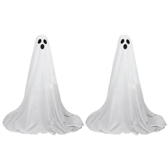 Large Lighted Ghost Halloween Decoration Outdoor Standing Light-up White Ghost with Witch Hat for Home Yard Garden Lawn Porch Decor