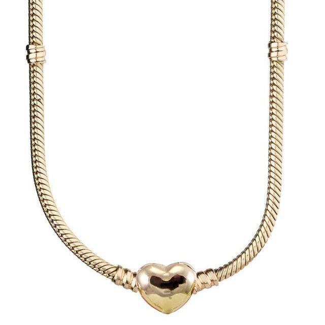 Original Poetic Blooms Love Heart Ball Barrel Clasp Snake Chain 925 Sterling Silver Necklace For Fashion Bead Charm DIY Jewelry