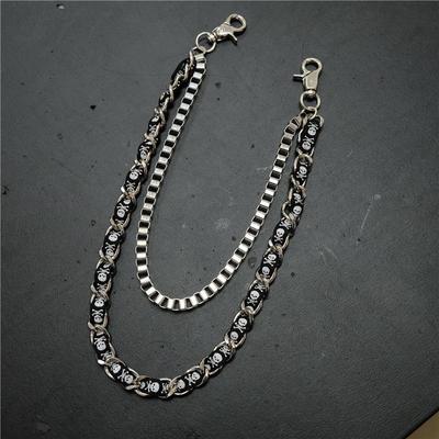 Skull Print Patchwork Double Layer Waist Chain Hip Hop Pants Chain - Unisex Trousers Fashion Accessory
