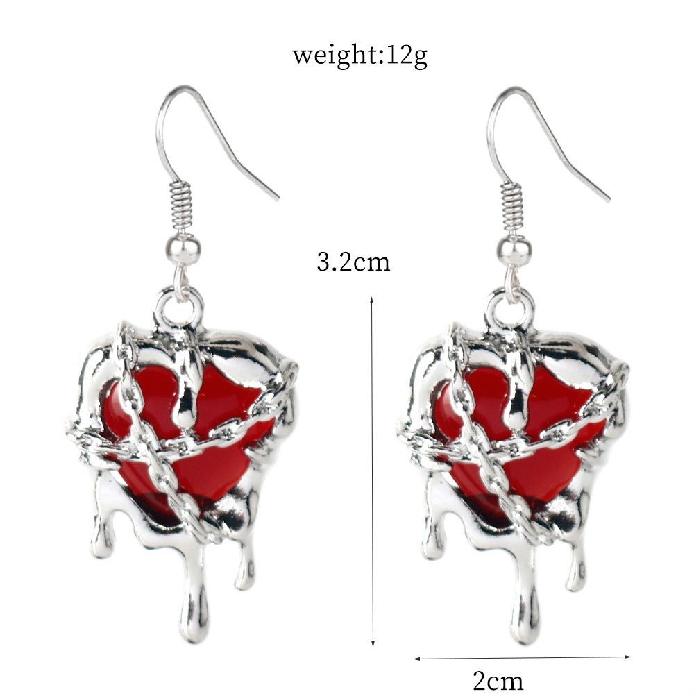Geometric Karst Imprisonment Heart Pendant Earrings Necklace Female Punk Style Trendy Dark Jewelry Gift Wholesale