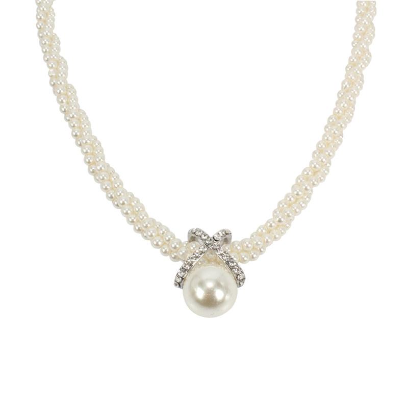 Imitation Pearls Multiple Woven Necklace for Women Fashion Short Choker Necklaces GZW