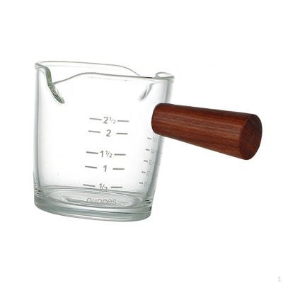 100ml Espresso Messkrug Becher Klar Kanne Doppelte Skalen Holzgriff für