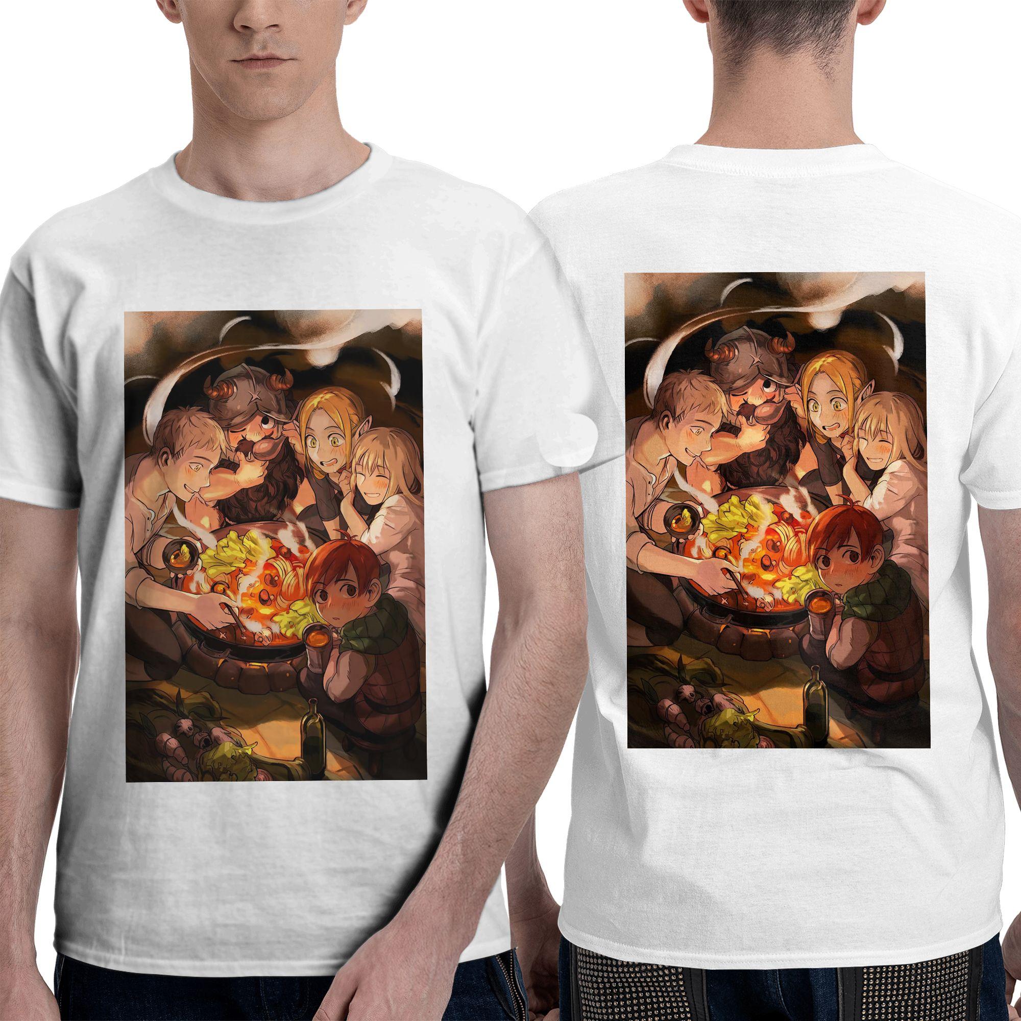

Delicious In Dungeon Men T-Shirt Double Sided Oversized T Shirts Men s O-Neck Cotton Tees Short Summer Male 5XL