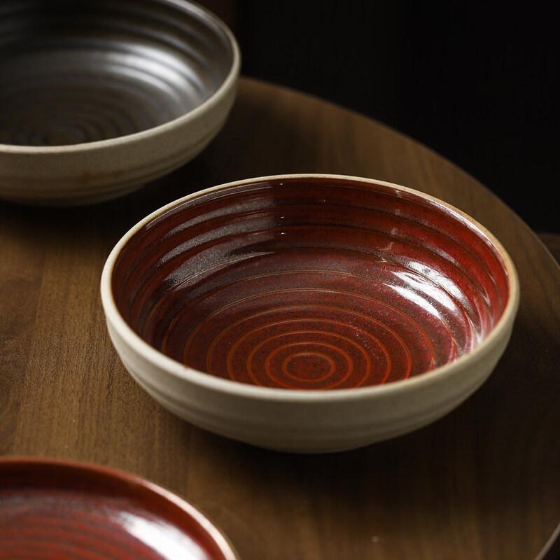 Retro Black Ceramic Shallow Plate