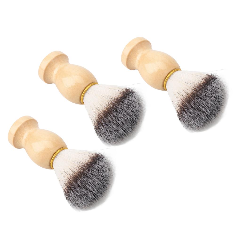3pcs Men Beard Cleansing Brush Soft Hair Wooden Handle Rich Foam Beard Grooming Brush for Daily Use