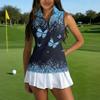 Camiseta Polo de Golf sin Mangas con Cuello de Cremallera Estampado Camiseta sin Mangas Deportiva para Mujer Ajuste Cómodo Tejido Elástico