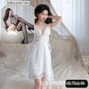 Sexy Underwear Big Butterfly Pure Desire Mesh Pajamas Plus Chest Pads Gather Nightgown Robe Women's Loungewear Set