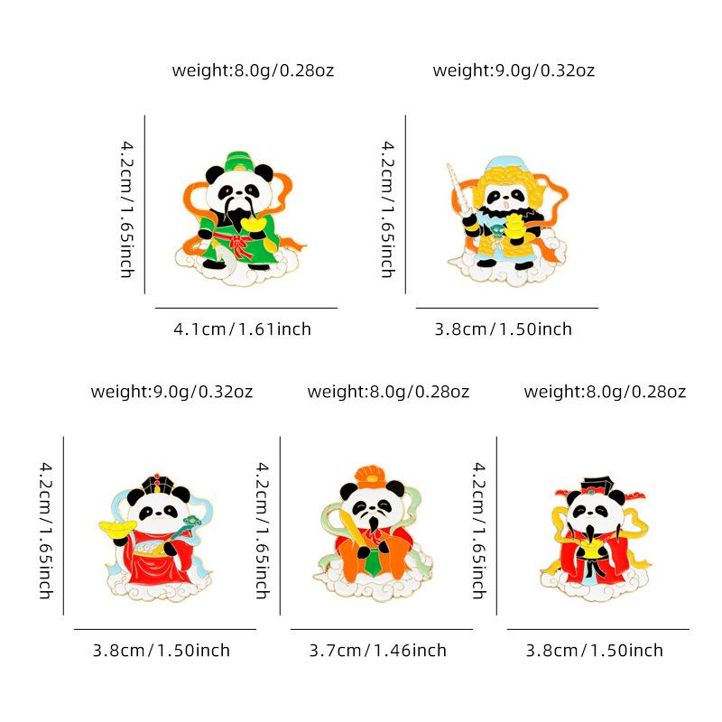 Chinese Style Alloy Enamel Brooch, Five Gods of Wealth Cartoon Pattern, New Year Chinese New Year Decorative Lapel Pin Badge for Gift