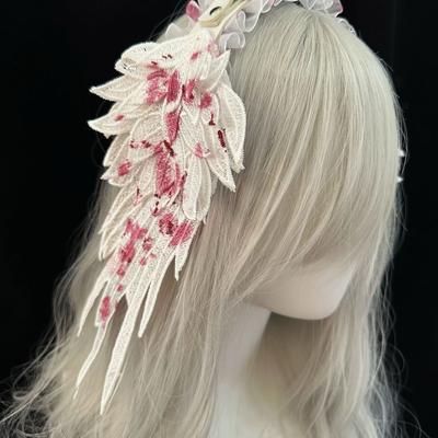 Damen Harajuku Steampunk Y2K Flügel Kopfbedeckung Schleife Stirnband Lolita Gothic Dark Angel Kopfbedeckung und Haar-Accessoires