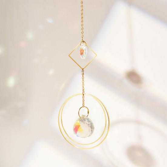 Faux Crystal Suncatcher, Colorful Prisms Window Hanging Sun Catcher, Moon Sun Rainbow Maker Chain Pendant for Garden Home Decor