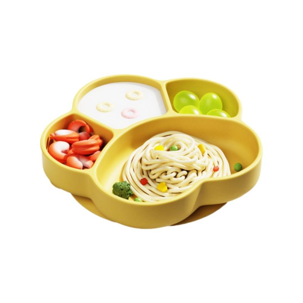 

Bear Paw Design Infant Training Plate Silicone Independent Food Bowl Self-Feeding Training Yellow