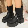 2025 autumn and winter retro thick-soled thick-heeled versatile belt buckle Martin boots women's short boots flanged casual tooling locomotive tide