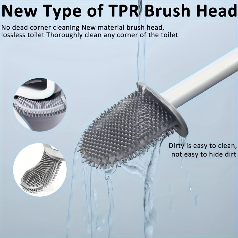 Floor And Wall Mount Toilet Brush No Drill Installation Plastic Bathroom Cleaning Tool With Holder For Home Use