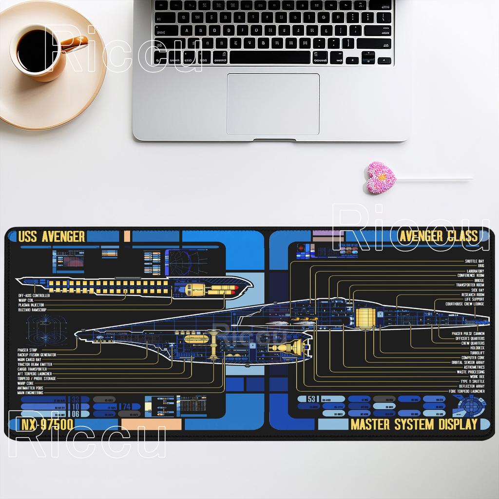 Gamer Mouse Pad Computer overlock Mousepad Office Accessories Keyboard Anime Starship Blueprint Extended Large Nonslip Desk Mat