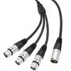 Studio Grade Xlrs Splitter Cable with 3Female Xlrs Port and 1Male Xlrs Output for Audios Interfaces Expansion Wire